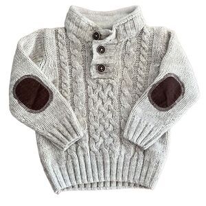 Baby boys 18 month Thick Knit stitch Fisherman’s sweater with elbow patches